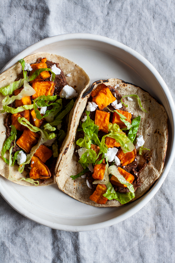 Easy Vegan Black Bean Sweet Potato Tacos | The Full Helping