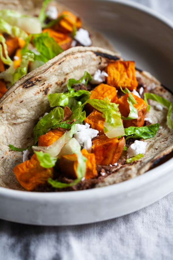 Easy Vegan Black Bean Sweet Potato Tacos | The Full Helping