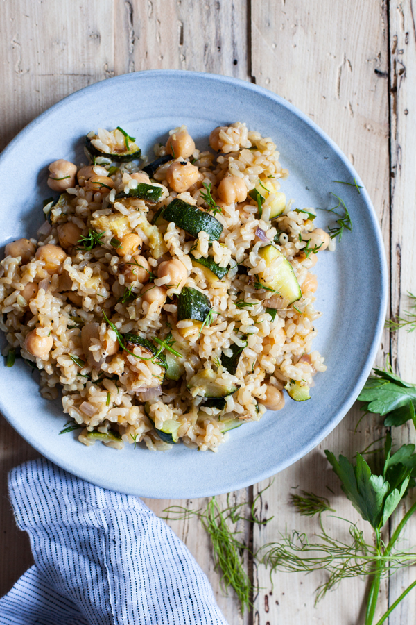 Lemon Dill Zucchini & Chickpea Rice | The Full Helping