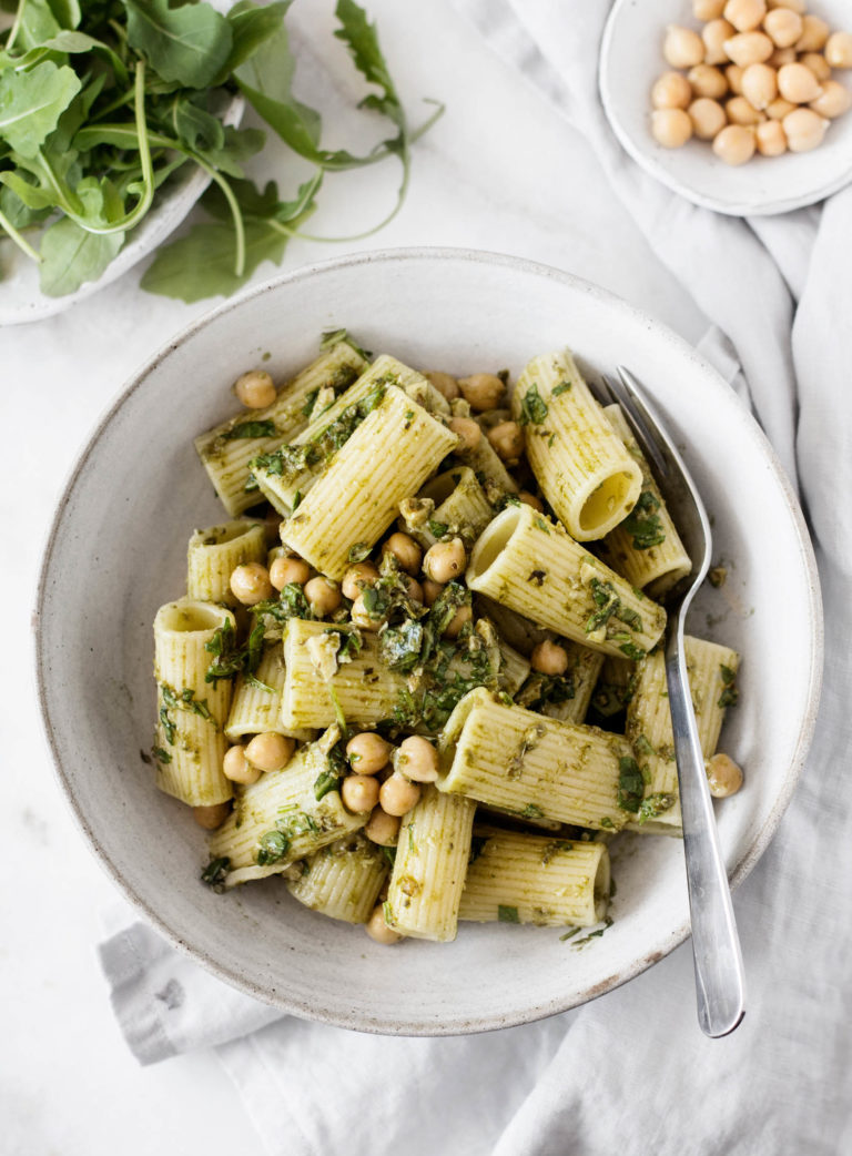 Chickpea Pesto Pasta Salad | The Full Helping