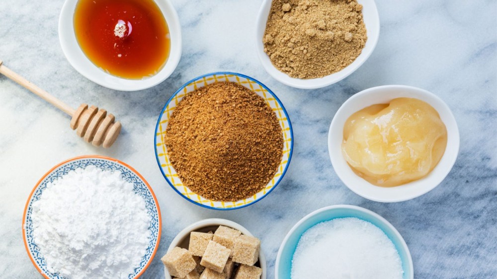 Different kinds of sugars and sugar alternatives.